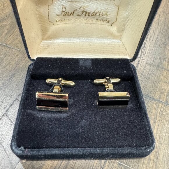 Paul Fredrick, Makers Of Fine Shirts, (Vintage) Gold-tone Cufflinks & OG Box - Picture 1 of 3
